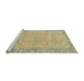 Sideview of Machine Washable Abstract Dark Moccasin Green Rug, wshabs2797