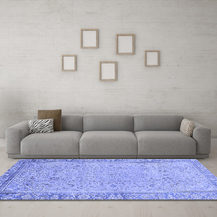 Machine Washable Abstract Blue Modern Rug in a Living Room, wshabs2797blu