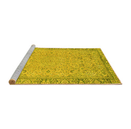 Sideview of Machine Washable Abstract Yellow Modern Rug, wshabs2797yw