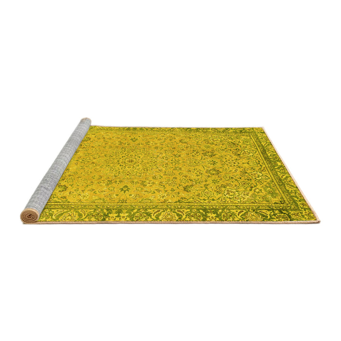 Sideview of Machine Washable Abstract Yellow Modern Rug, wshabs2797yw