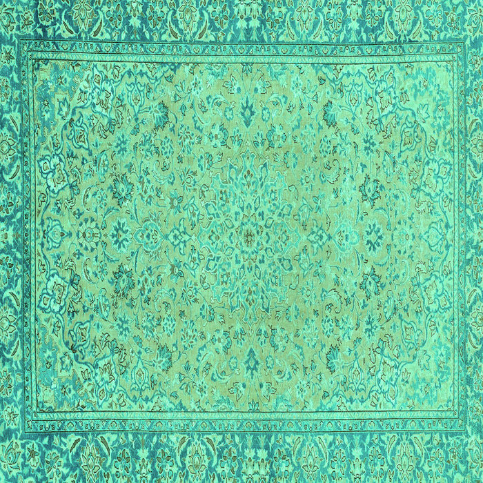 Square Machine Washable Abstract Turquoise Modern Area Rugs, wshabs2797turq