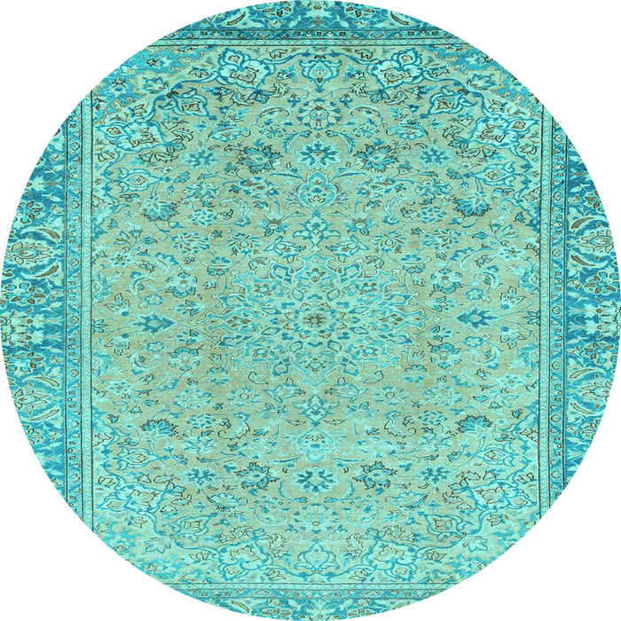 Round Abstract Light Blue Modern Rug, abs2797lblu