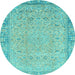 Round Abstract Light Blue Modern Rug, abs2797lblu