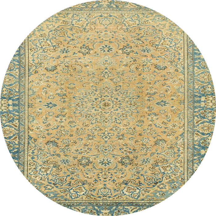 Round Machine Washable Abstract Dark Moccasin Green Rug, wshabs2797