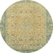 Round Machine Washable Abstract Dark Moccasin Green Rug, wshabs2797