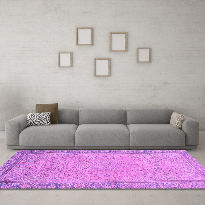 Machine Washable Abstract Purple Modern Area Rugs in a Living Room, wshabs2797pur