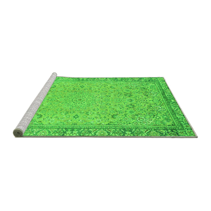 Sideview of Machine Washable Abstract Green Modern Area Rugs, wshabs2797grn