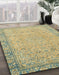 Abstract Dark Green Modern Rug in Family Room, abs2797