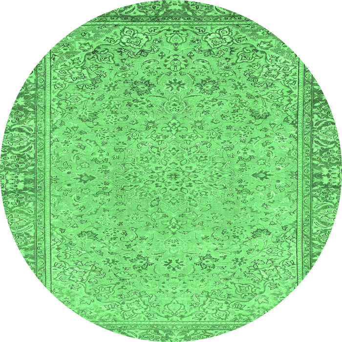 Round Abstract Emerald Green Modern Rug, abs2797emgrn