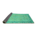 Sideview of Abstract Turquoise Modern Rug, abs2797turq