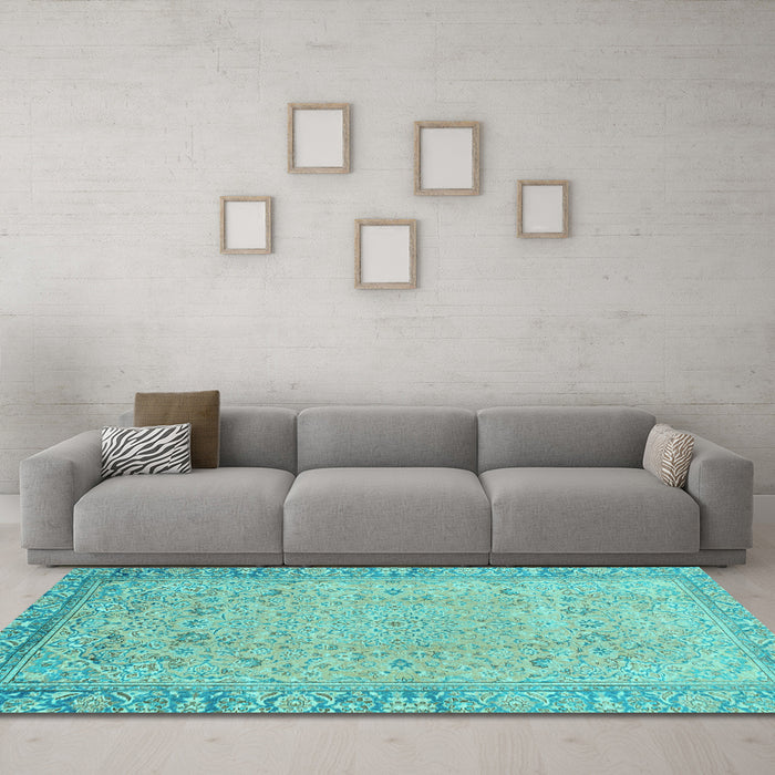 Machine Washable Abstract Light Blue Modern Rug in a Living Room, wshabs2797lblu