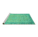 Sideview of Machine Washable Abstract Turquoise Modern Area Rugs, wshabs2797turq