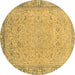 Round Abstract Brown Modern Rug, abs2797brn