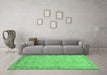 Machine Washable Abstract Emerald Green Modern Area Rugs in a Living Room,, wshabs2797emgrn