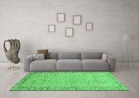 Machine Washable Abstract Emerald Green Modern Rug, wshabs2797emgrn