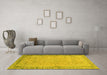 Machine Washable Abstract Yellow Modern Rug in a Living Room, wshabs2797yw