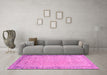 Machine Washable Abstract Pink Modern Rug in a Living Room, wshabs2797pnk