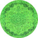 Round Abstract Green Modern Rug, abs2798grn