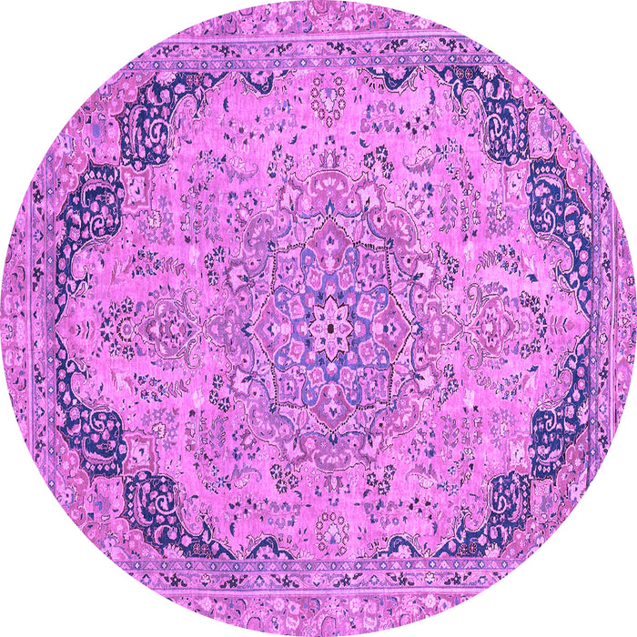 Round Abstract Purple Modern Rug, abs2798pur