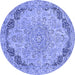 Round Abstract Blue Modern Rug, abs2798blu