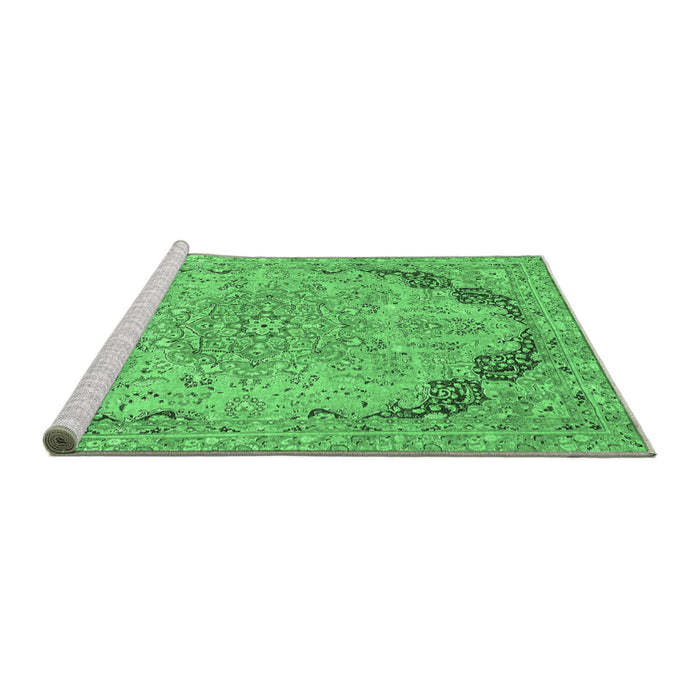 Sideview of Machine Washable Abstract Emerald Green Modern Area Rugs, wshabs2798emgrn