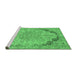 Sideview of Machine Washable Abstract Emerald Green Modern Area Rugs, wshabs2798emgrn