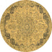 Round Abstract Brown Modern Rug, abs2798brn