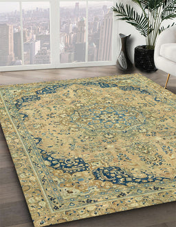 Machine Washable Abstract Dark Moccasin Green Rug in a Family Room, wshabs2798