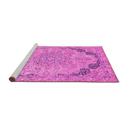 Sideview of Machine Washable Abstract Pink Modern Rug, wshabs2798pnk