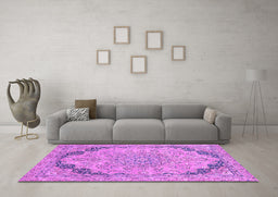 Machine Washable Abstract Purple Modern Area Rugs in a Living Room, wshabs2798pur