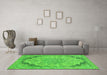 Machine Washable Abstract Green Modern Area Rugs in a Living Room,, wshabs2798grn