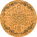 Round Machine Washable Abstract Orange Modern Area Rugs, wshabs2798org