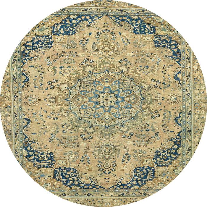 Round Machine Washable Abstract Dark Moccasin Green Rug, wshabs2798