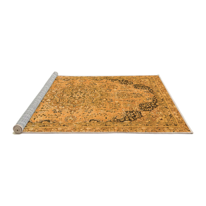 Sideview of Machine Washable Abstract Orange Modern Area Rugs, wshabs2798org