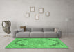 Machine Washable Abstract Emerald Green Modern Area Rugs in a Living Room,, wshabs2798emgrn