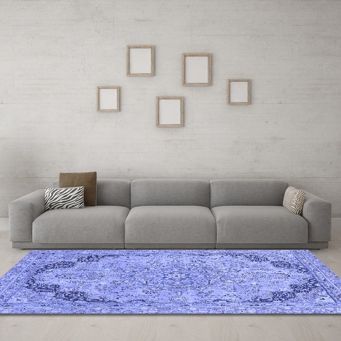 Machine Washable Abstract Blue Modern Rug in a Living Room, wshabs2798blu