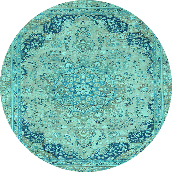Round Machine Washable Abstract Light Blue Modern Rug, wshabs2798lblu