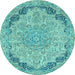 Round Machine Washable Abstract Light Blue Modern Rug, wshabs2798lblu