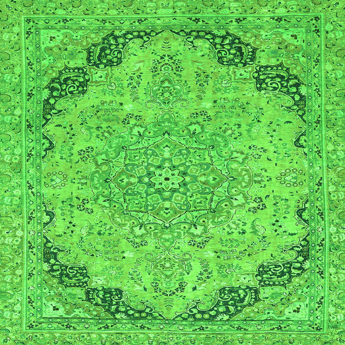 Square Machine Washable Abstract Green Modern Area Rugs, wshabs2798grn