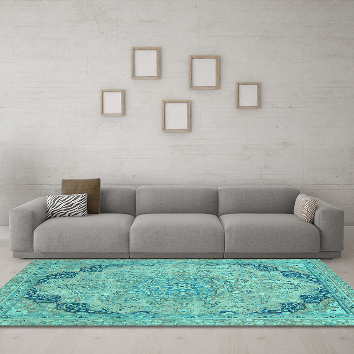 Machine Washable Abstract Light Blue Modern Rug in a Living Room, wshabs2798lblu