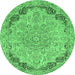 Round Abstract Emerald Green Modern Rug, abs2798emgrn