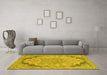 Machine Washable Abstract Yellow Modern Rug in a Living Room, wshabs2798yw