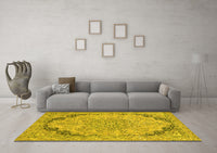 Machine Washable Abstract Yellow Modern Rug, wshabs2798yw