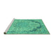 Sideview of Machine Washable Abstract Turquoise Modern Area Rugs, wshabs2798turq