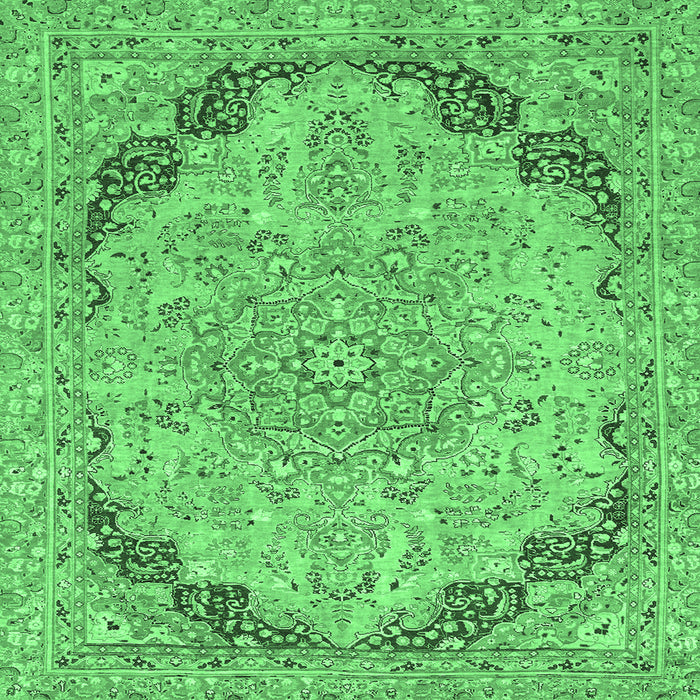 Square Machine Washable Abstract Emerald Green Modern Area Rugs, wshabs2798emgrn