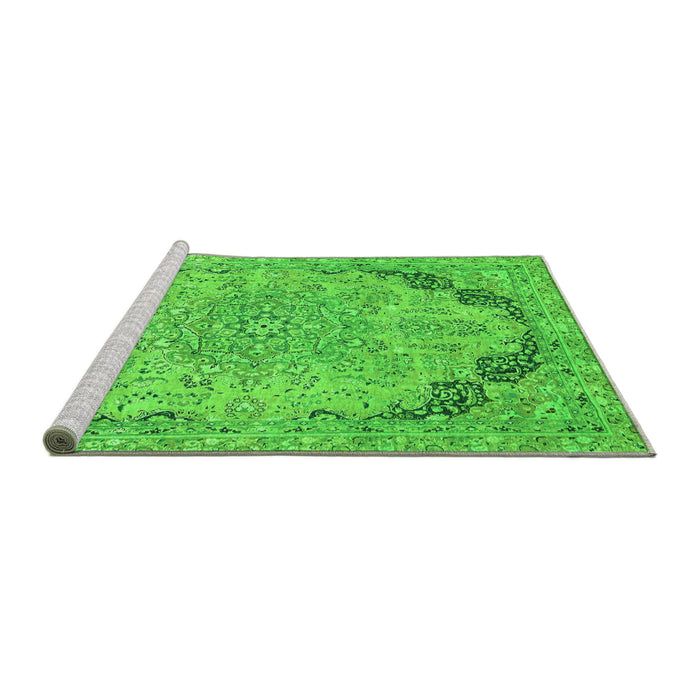 Sideview of Machine Washable Abstract Green Modern Area Rugs, wshabs2798grn