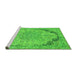 Sideview of Machine Washable Abstract Green Modern Area Rugs, wshabs2798grn