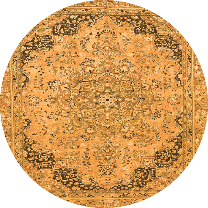 Round Abstract Orange Modern Rug, abs2798org