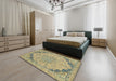 Abstract Dark Green Modern Rug in a Bedroom, abs2798