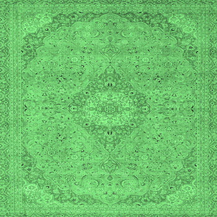 Square Abstract Emerald Green Modern Rug, abs2799emgrn